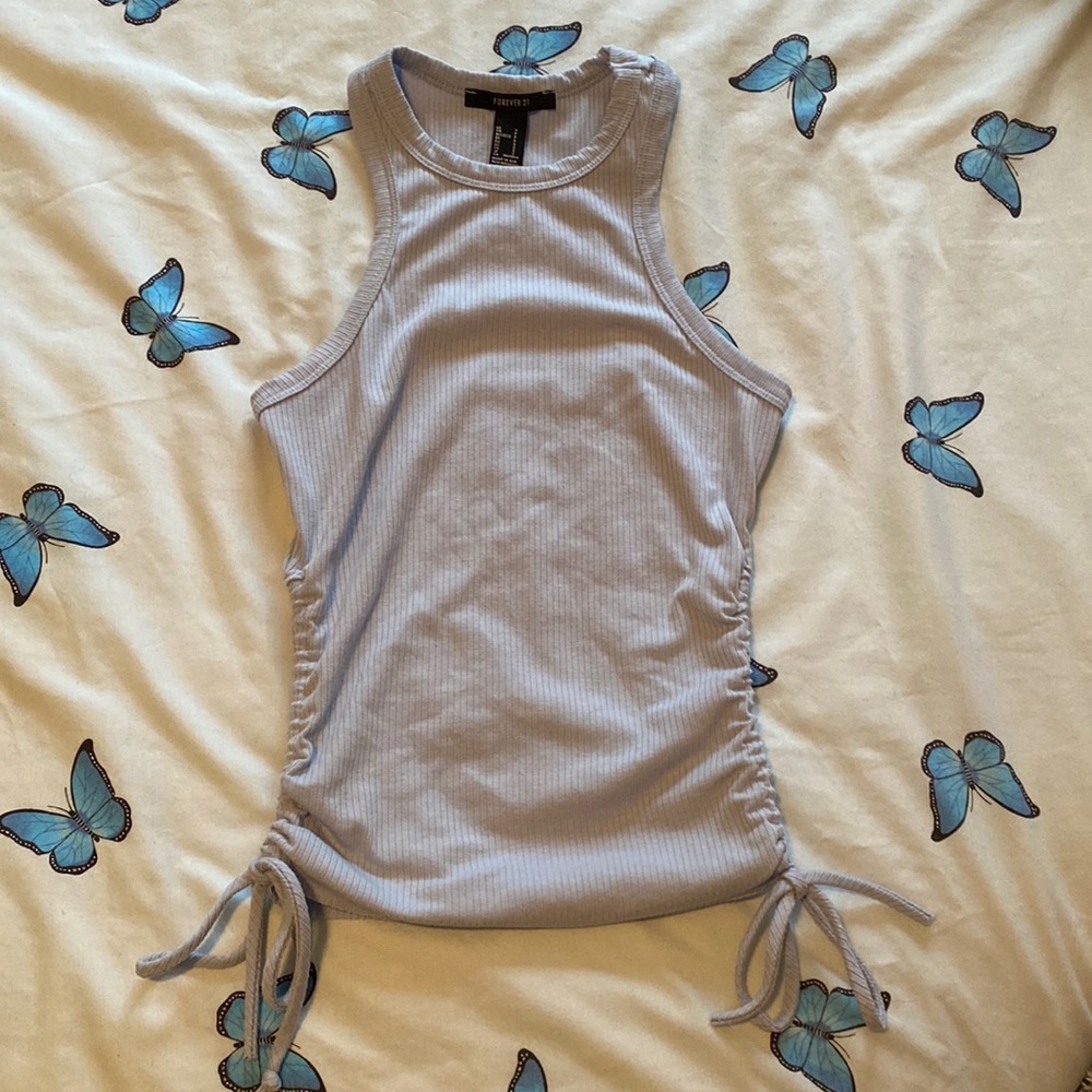 Baby blue rouched tank top